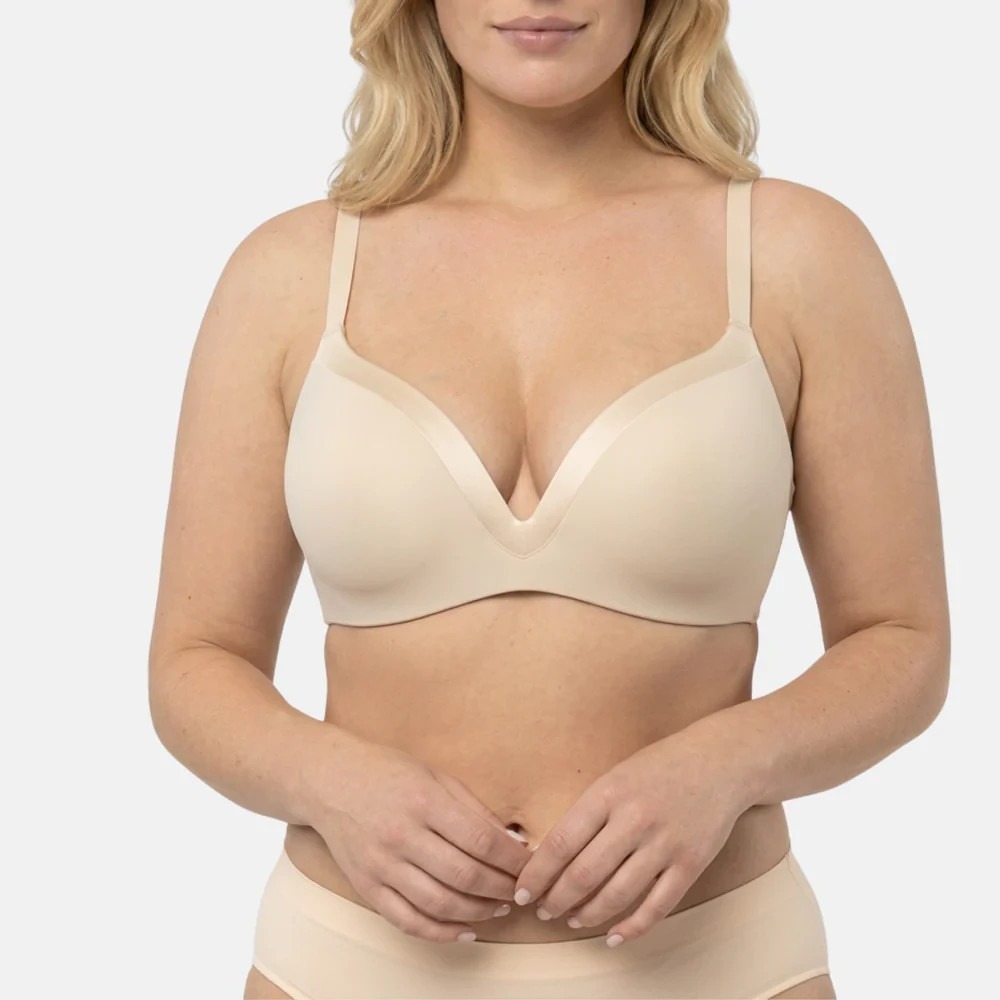 Underoutfit The Satin Grace 3D Molded Wireless Shaping Bra 1258 Sand XXL NEW